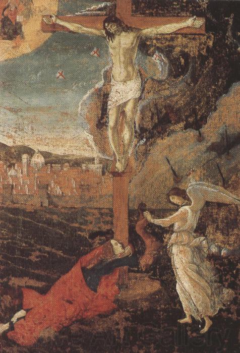 Sandro Botticelli Crucifixion with the Penitent Magdalene and an angel (mk36) Norge oil painting art